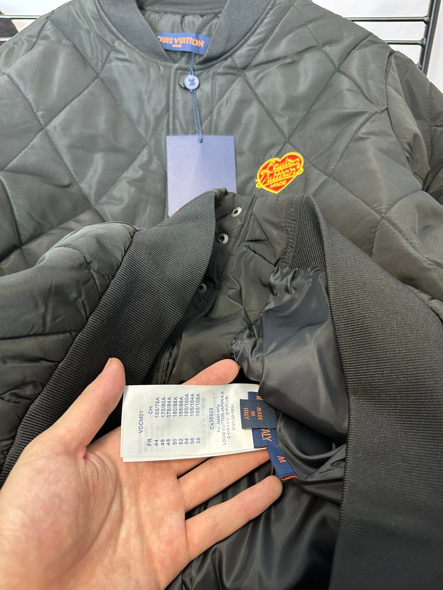 Louis Vuitton Unisex Embroidered Puffer Jacket – Dark Aesthetic, Relaxed Fit, Everyday Style