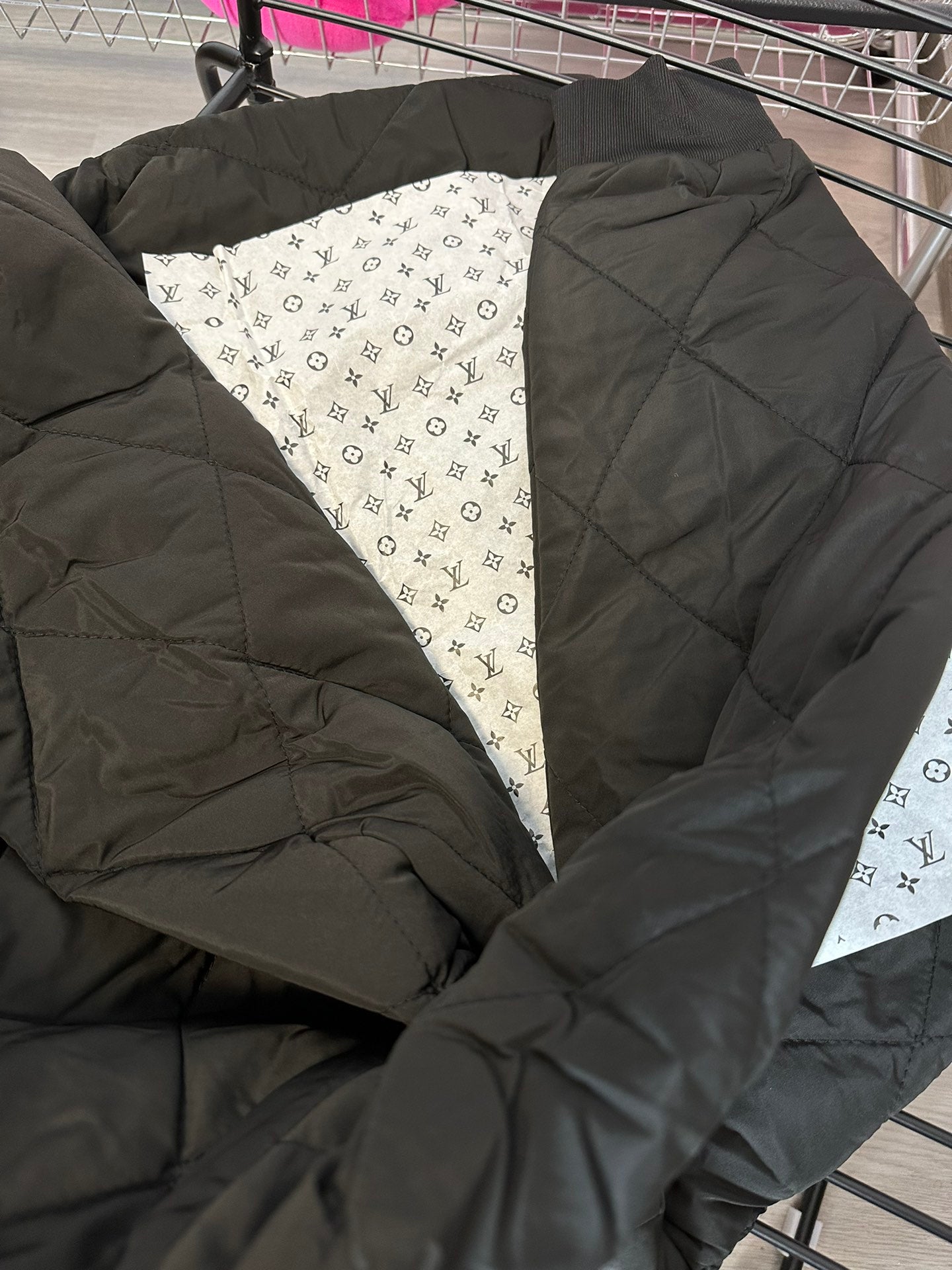 Louis Vuitton Unisex Embroidered Puffer Jacket – Dark Aesthetic, Relaxed Fit, Everyday Style