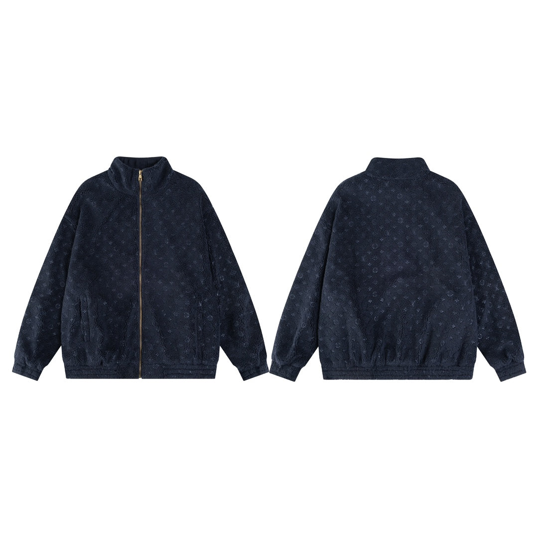 Louis Vuitton 2024SS Runway Monogram Shearling Varsity Jacket – Signature Craftsmanship, Unisex Luxury Essential