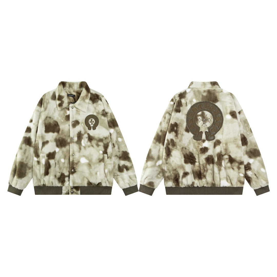 CH 2024SS Runway Rabbit Mink Varsity Jacket – Luxury Shearling & Leather, Precision Craftsmanship, Unisex Style
