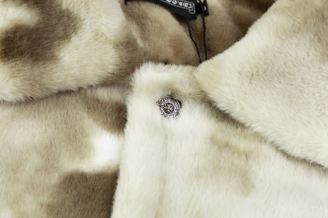 CH 2024SS Runway Rabbit Mink Varsity Jacket – Luxury Shearling & Leather, Precision Craftsmanship, Unisex Style