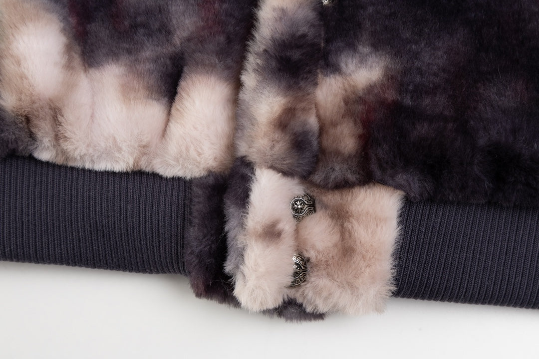CH 2024SS Runway Rabbit Mink Varsity Jacket | Luxury Shearling & Leather, Unisex Premium Edition
