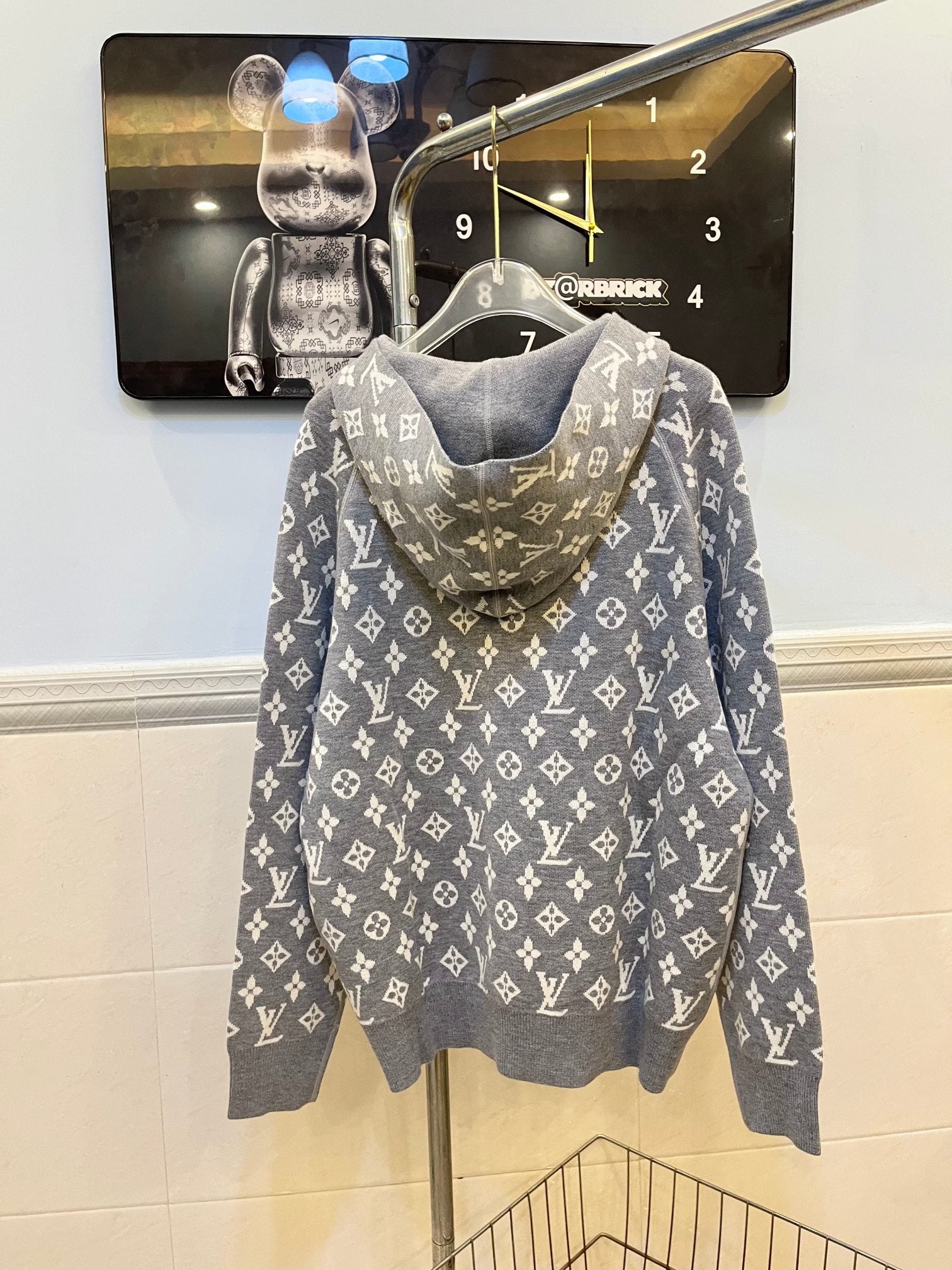 LV Full Logo Wool Knit Hoodie Cardigan | Luxury Streetwear Unisex Outerwear