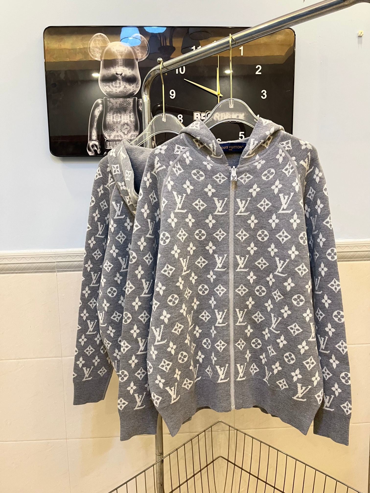 LV Full Logo Wool Knit Hoodie Cardigan | Luxury Streetwear Unisex Outerwear