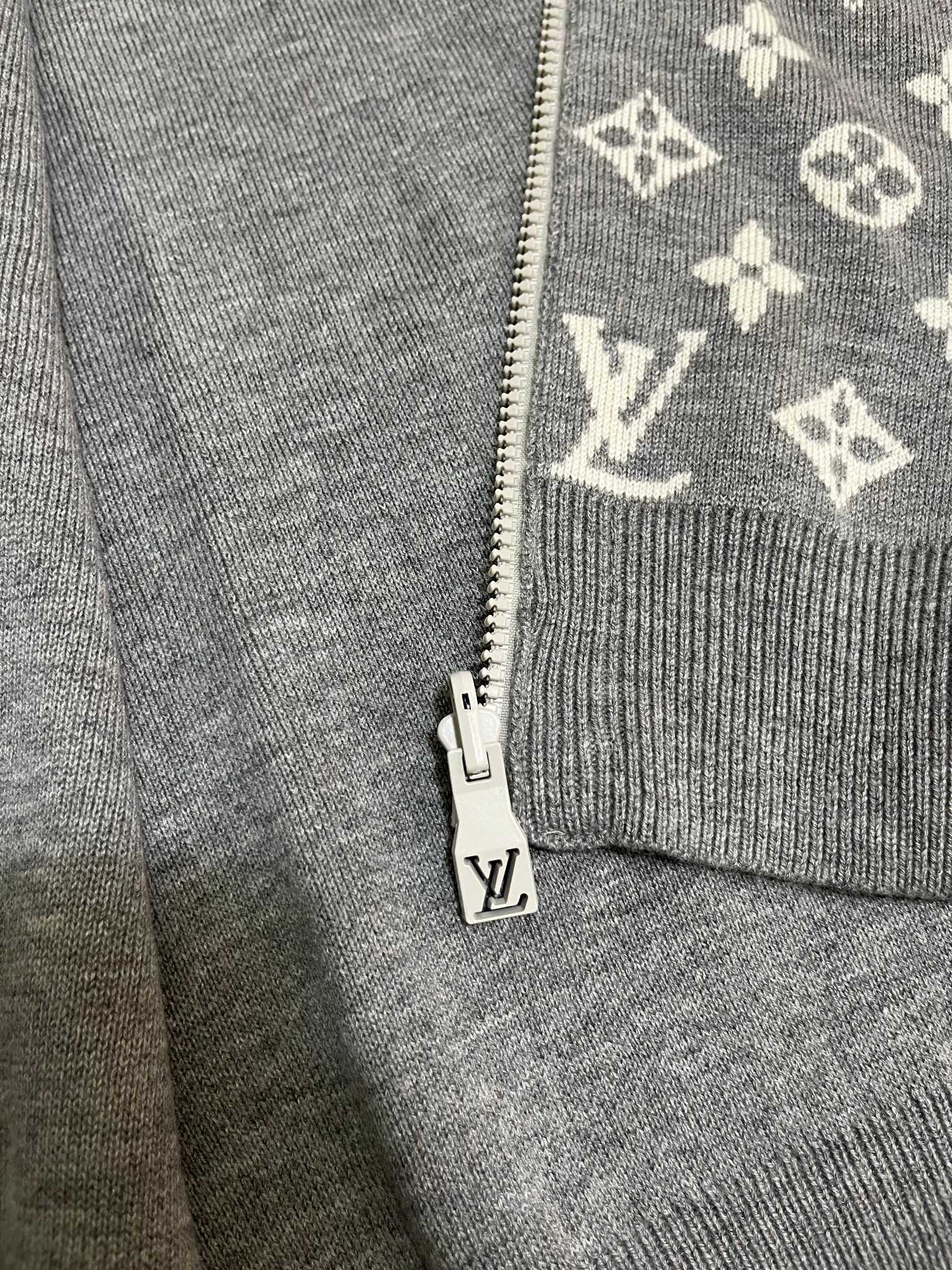 LV Full Logo Wool Knit Hoodie Cardigan | Luxury Streetwear Unisex Outerwear