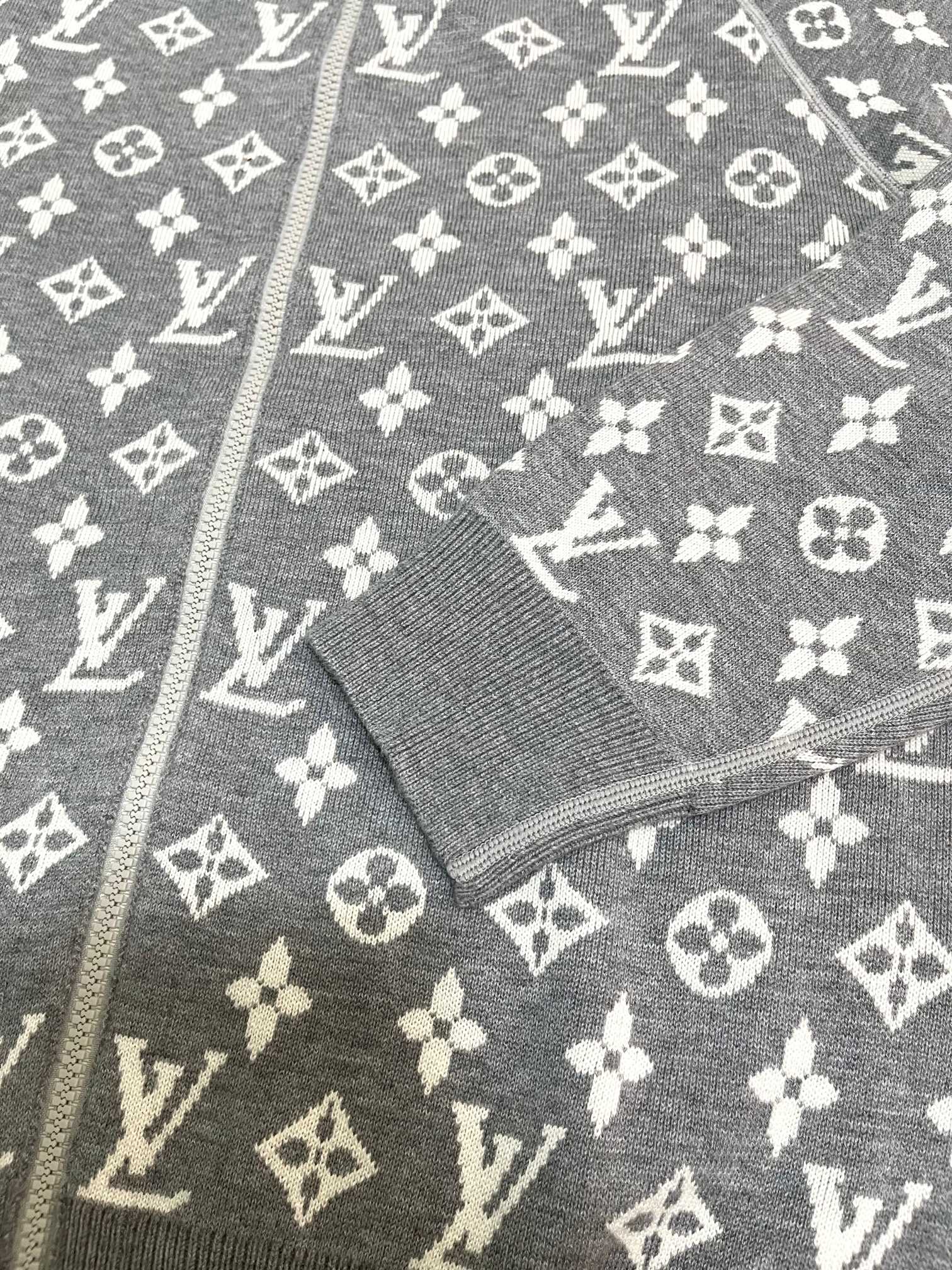 LV Full Logo Wool Knit Hoodie Cardigan | Luxury Streetwear Unisex Outerwear
