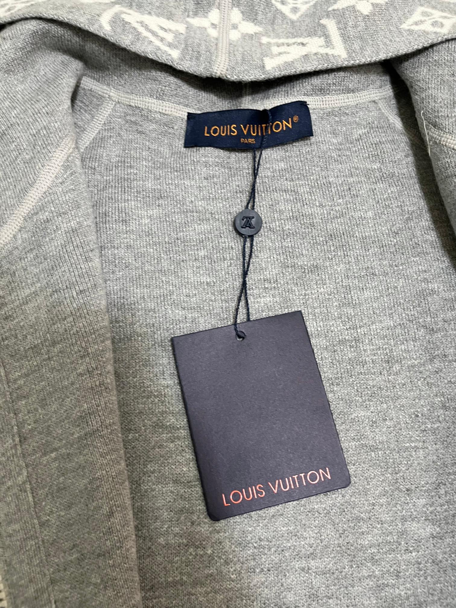 LV Full Logo Wool Knit Hoodie Cardigan | Luxury Streetwear Unisex Outerwear