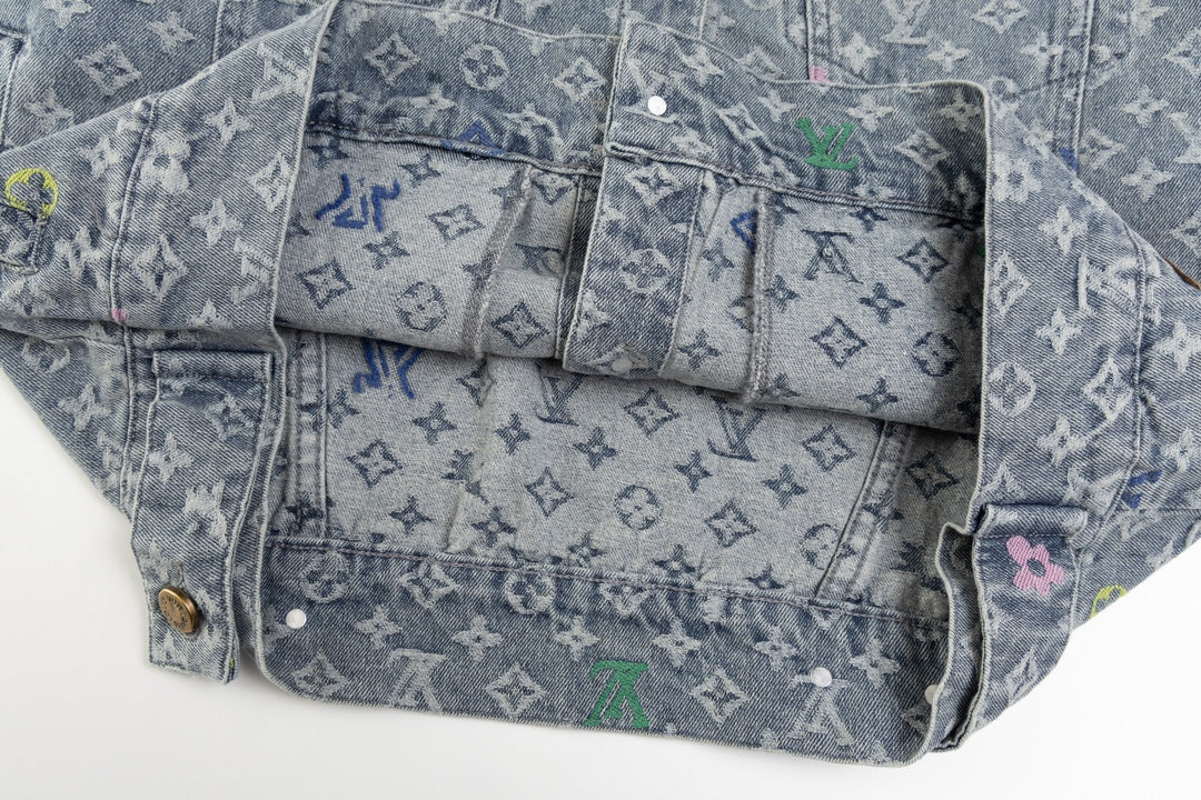 Louis Vuitton x Tyler Embroidered Denim Jacket | 2024 SS Limited Edition | Multicolor Jacquard & Washed Finish