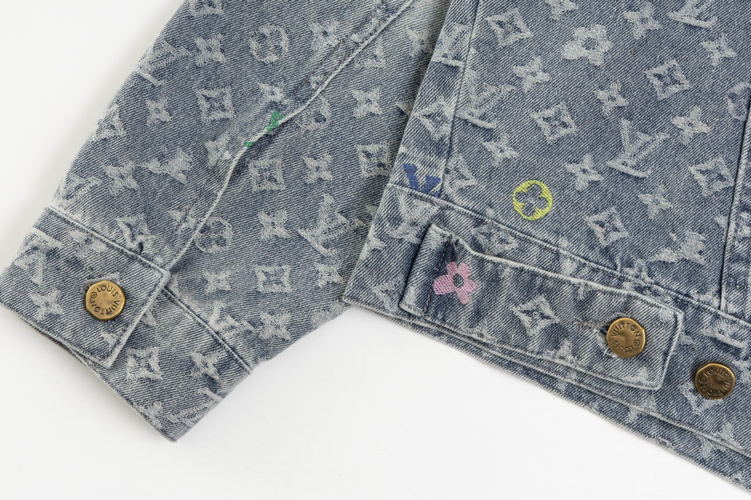 Louis Vuitton x Tyler Embroidered Denim Jacket | 2024 SS Limited Edition | Multicolor Jacquard & Washed Finish