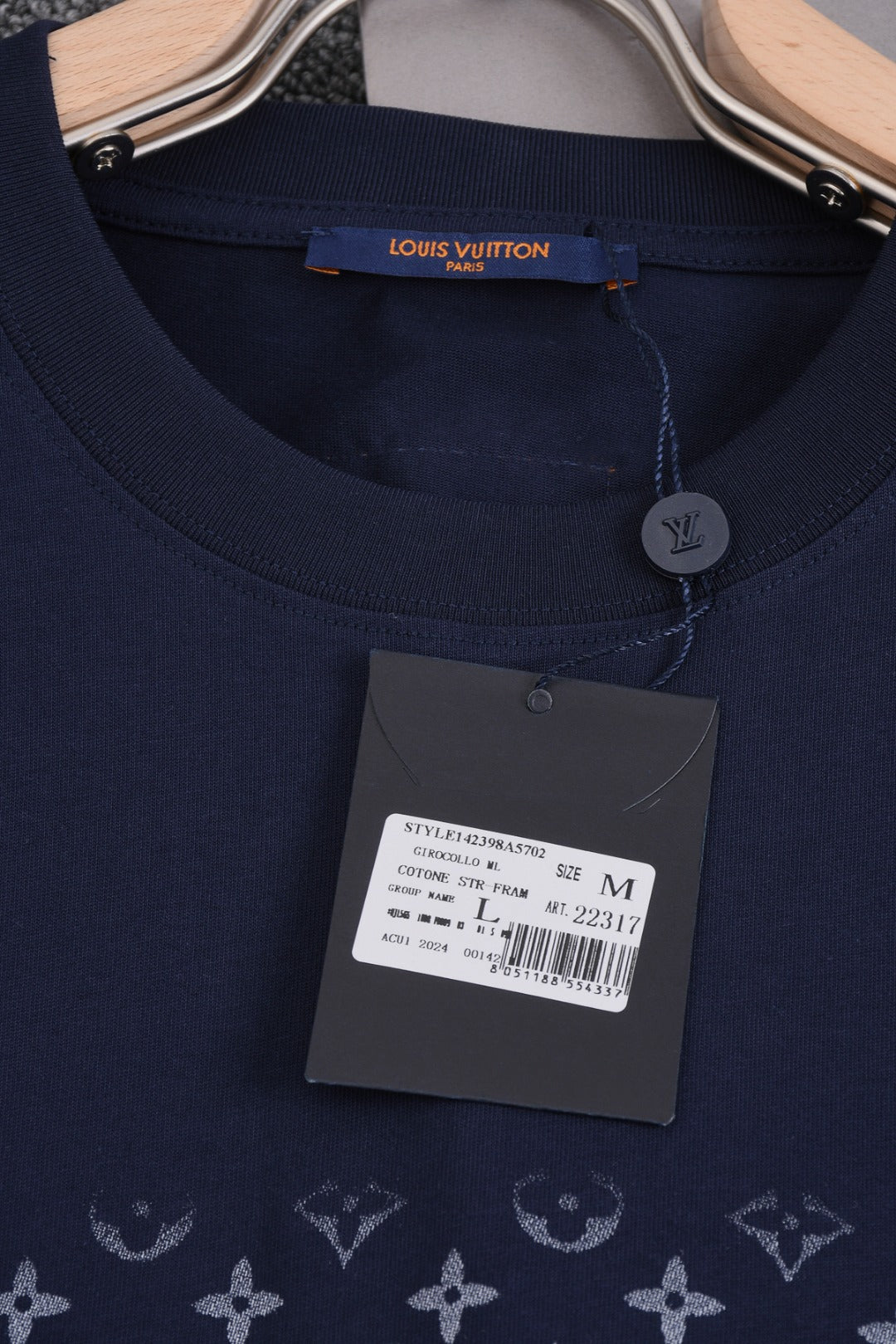 Louis Vuitton 25SS Classic Gradient Monogram Full-Print Cotton T-Shirt – White / Black / Gray / Green / Blue, XS-L
