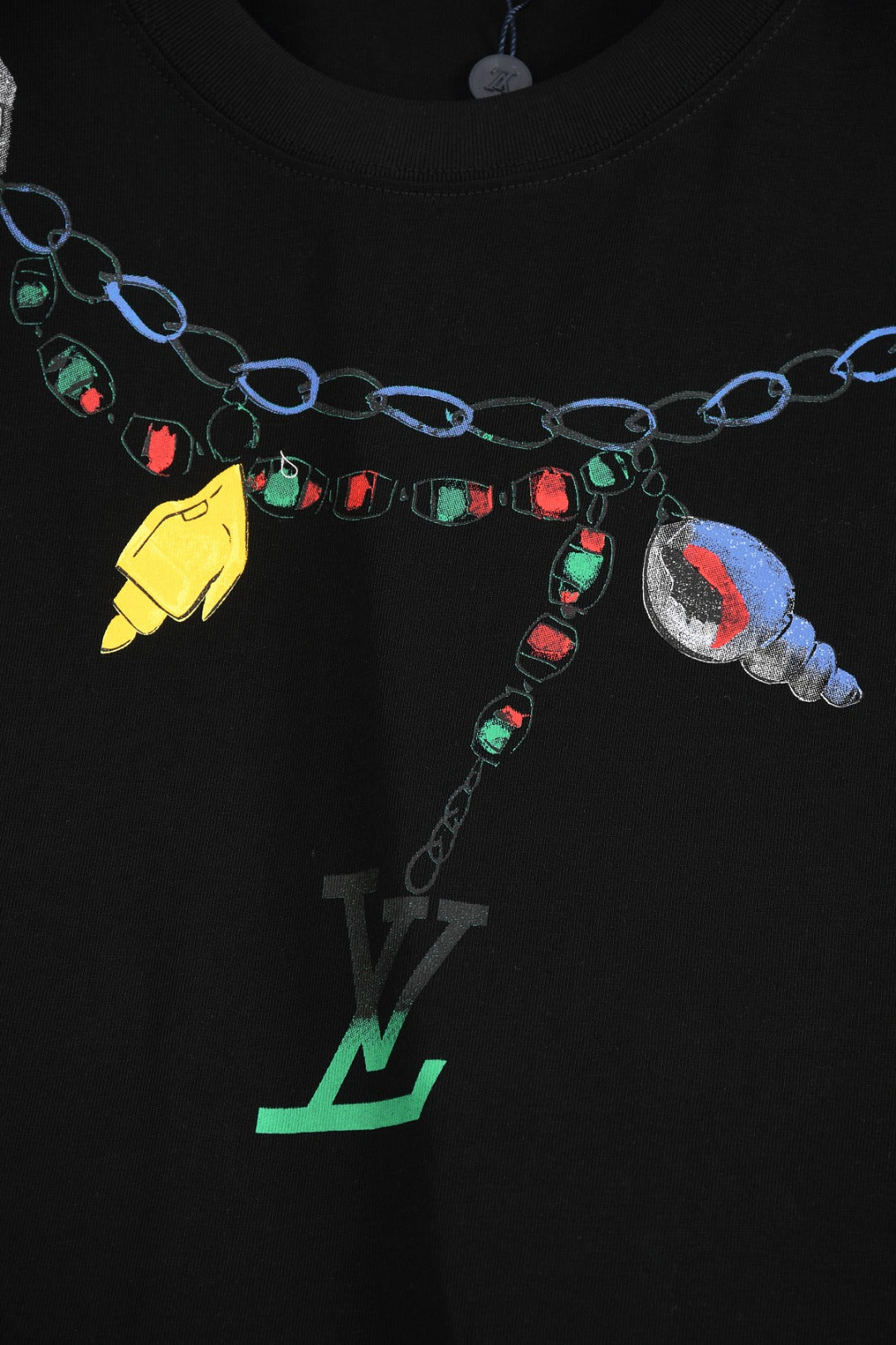 Louis Vuitton 25SS Classic Pendant Necklace Round Neck Short Sleeve Cotton T-Shirt – White / Black, XS-L