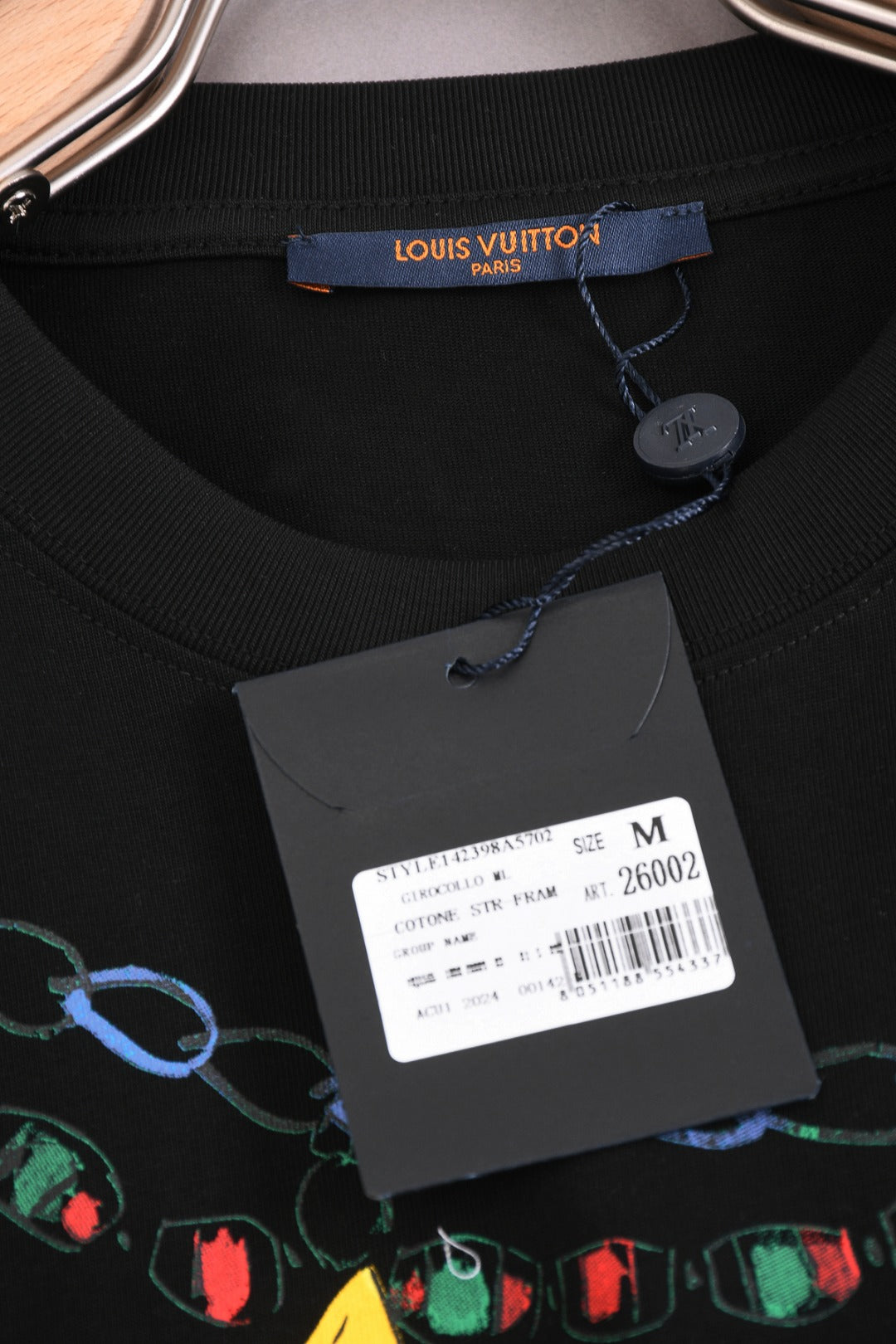Louis Vuitton 25SS Classic Pendant Necklace Round Neck Short Sleeve Cotton T-Shirt – White / Black, XS-L