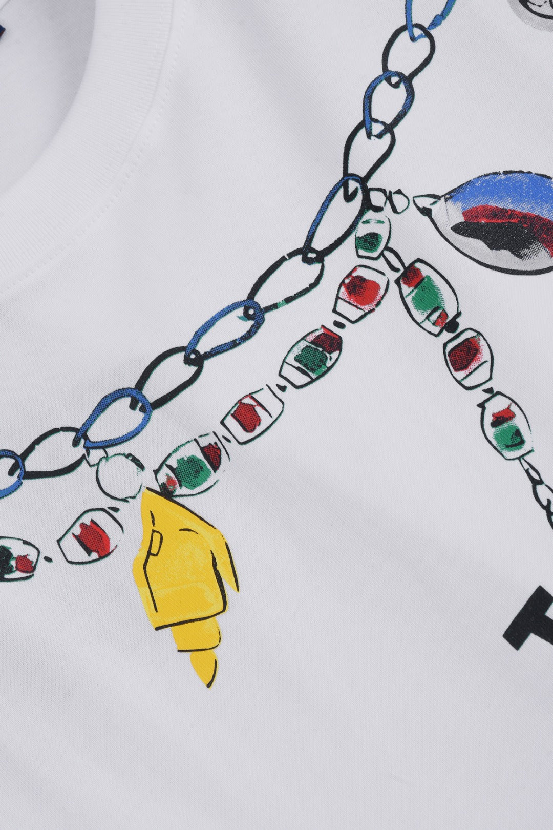 Louis Vuitton 25SS Pendant Necklace Round Neck Cotton T-Shirt – White / Black, XS-L