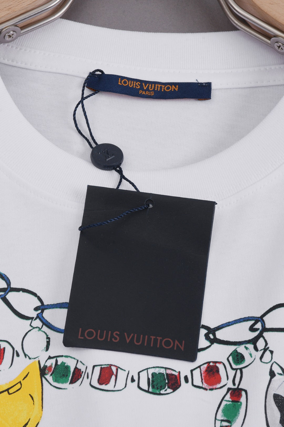 Louis Vuitton 25SS Pendant Necklace Round Neck Cotton T-Shirt – White / Black, XS-L