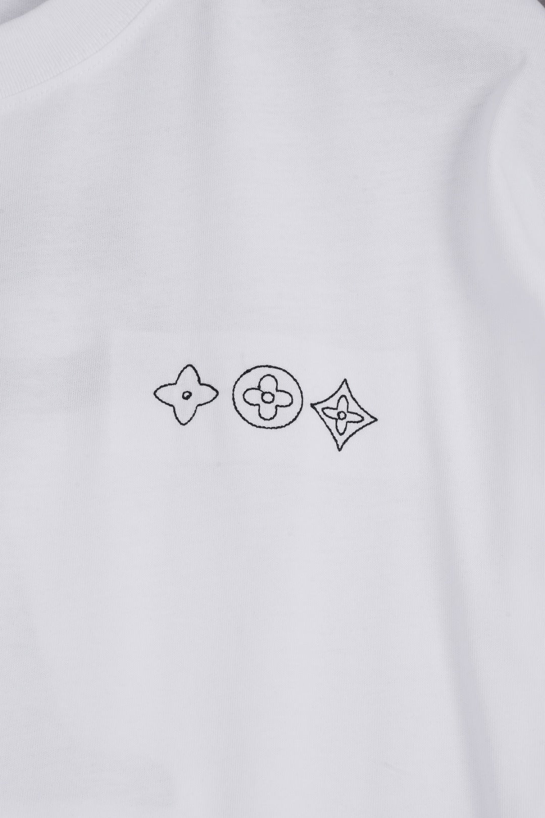 Louis Vuitton 25SS Triple Monogram Letter Chest Print & Oversized Back Logo Cotton T-Shirt – White / Black / Gray, XS-L