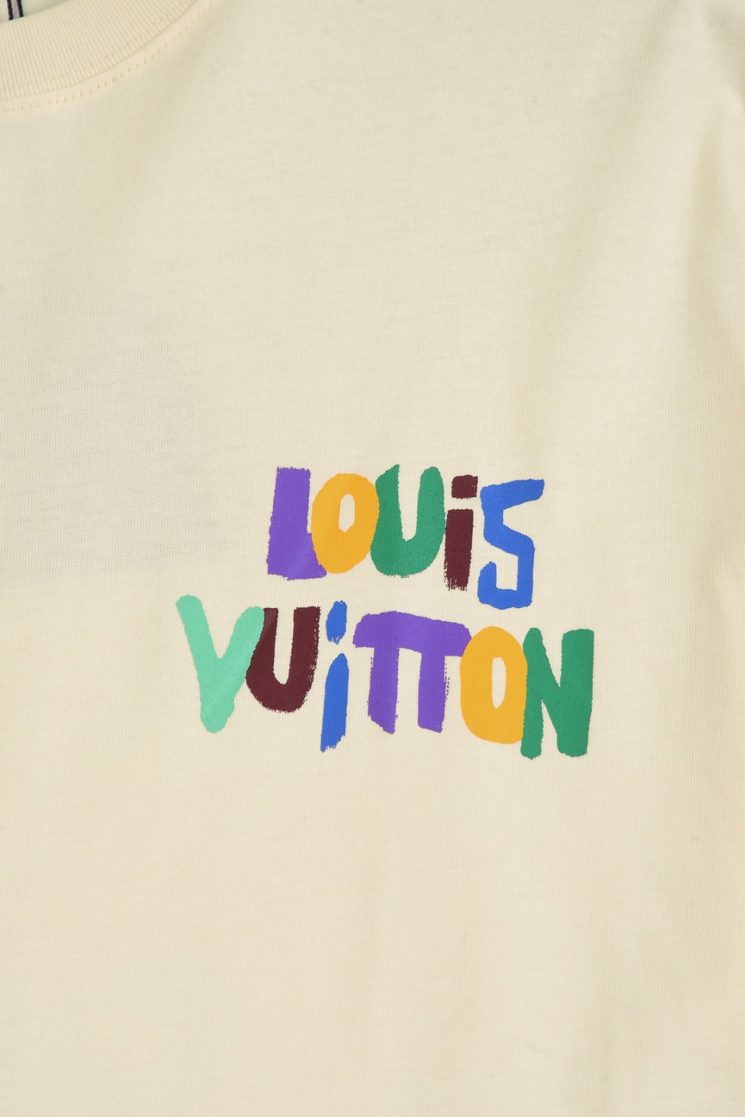 Louis Vuitton 25SS Cloud Gradient Jacquard Graffiti Short Sleeve Cotton T-Shirt – Apricot / Black, XS-L