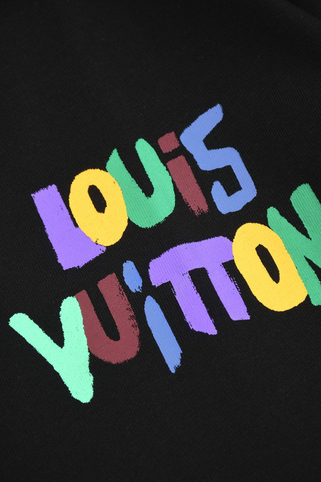 Louis Vuitton 25SS Rainbow Letter Front & Playful Character Back Cotton T-Shirt – Apricot / Black, XS-L