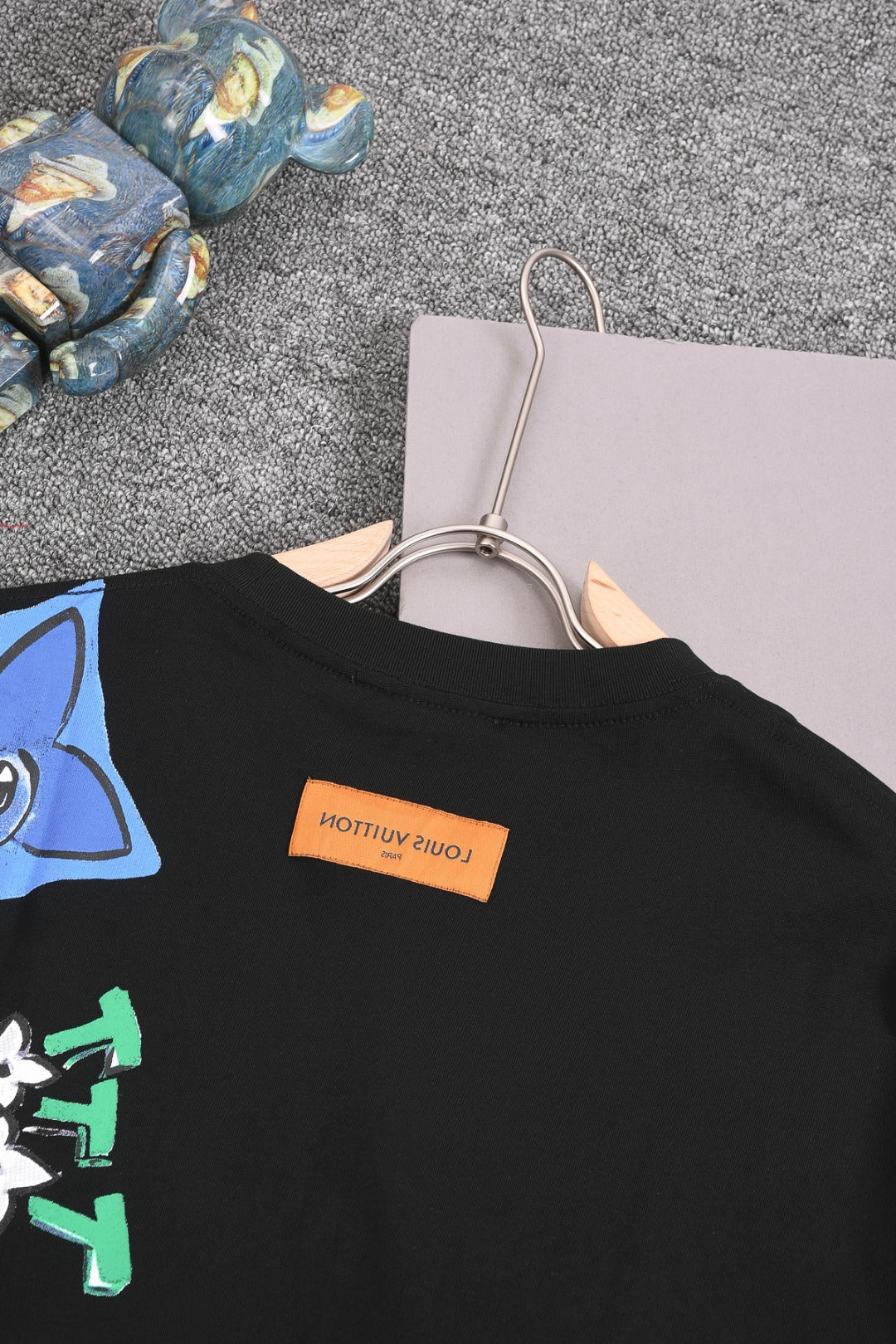 Louis Vuitton 25SS Rainbow Letter Front & Playful Character Back Cotton T-Shirt – Apricot / Black, XS-L