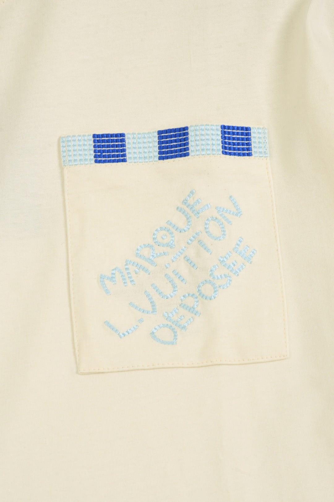 Louis Vuitton 25SS Faux Pocket Front Embroidered Letter Cotton T-Shirt – Apricot / Black, XS-L