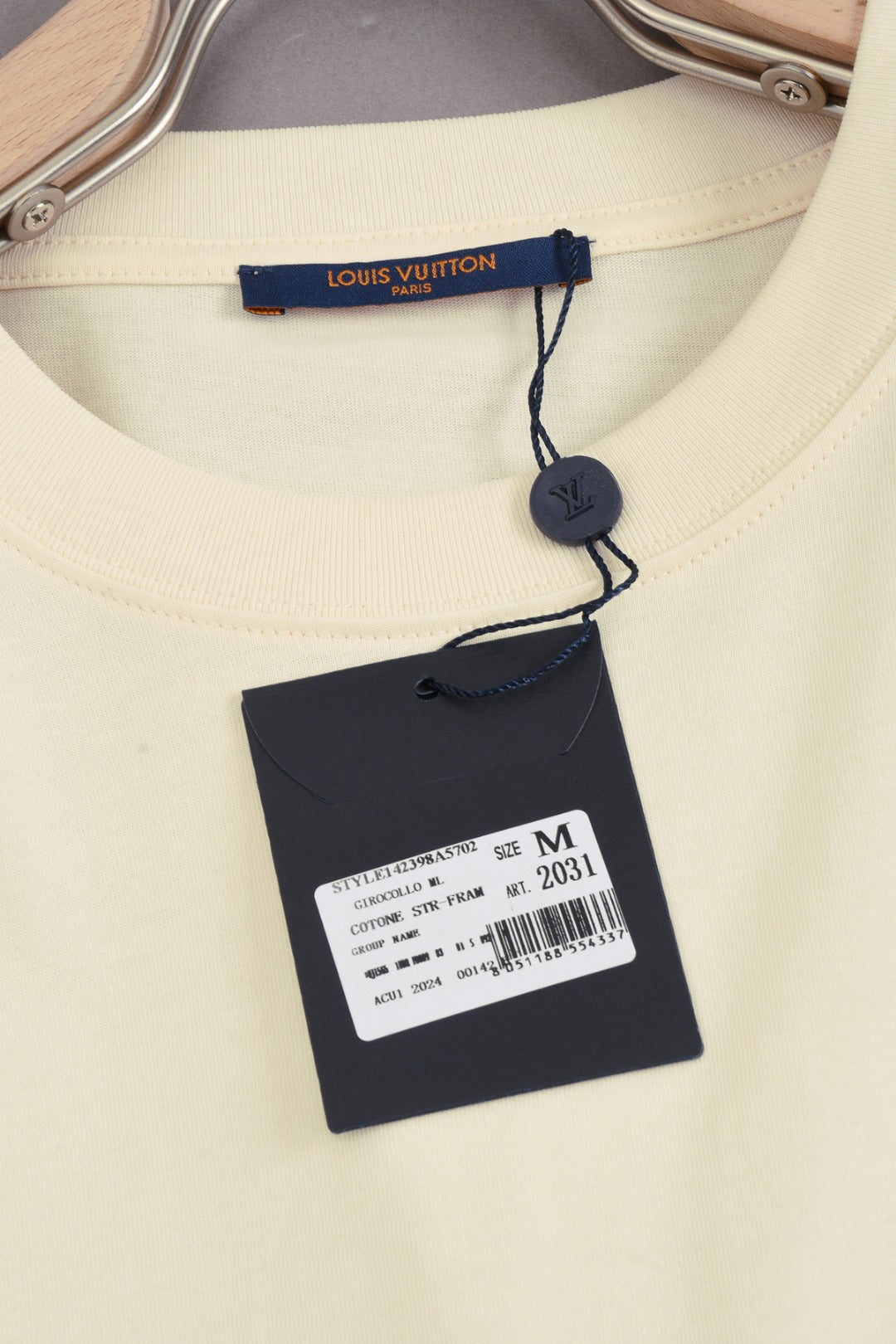 Louis Vuitton 25SS Faux Pocket Front Embroidered Letter Cotton T-Shirt – Apricot / Black, XS-L