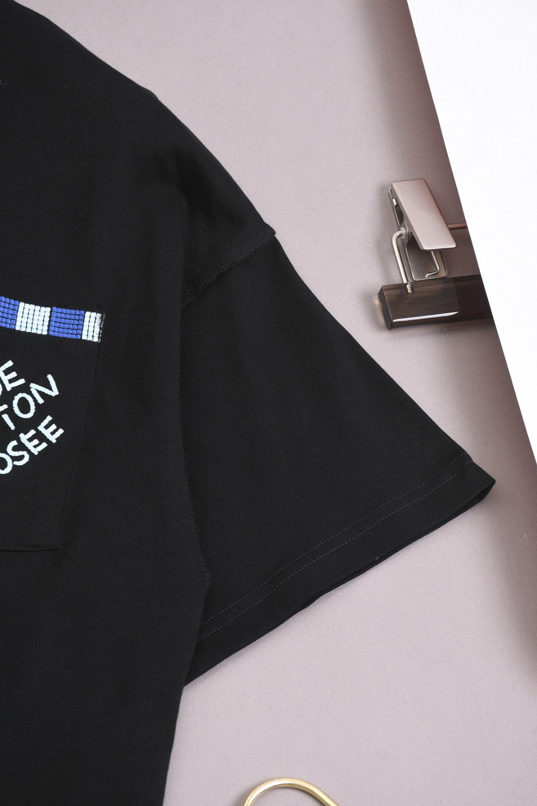 Louis Vuitton 25SS Faux Pocket Front Letter Embroidery Cotton T-Shirt – Apricot / Black, XS-L