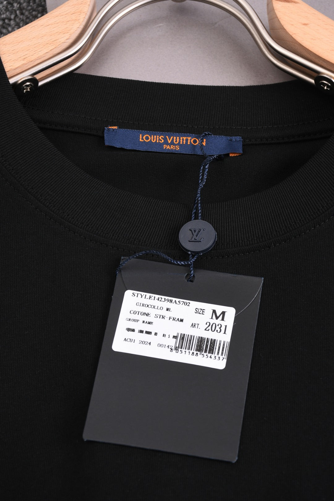 Louis Vuitton 25SS Faux Pocket Front Letter Embroidery Cotton T-Shirt – Apricot / Black, XS-L