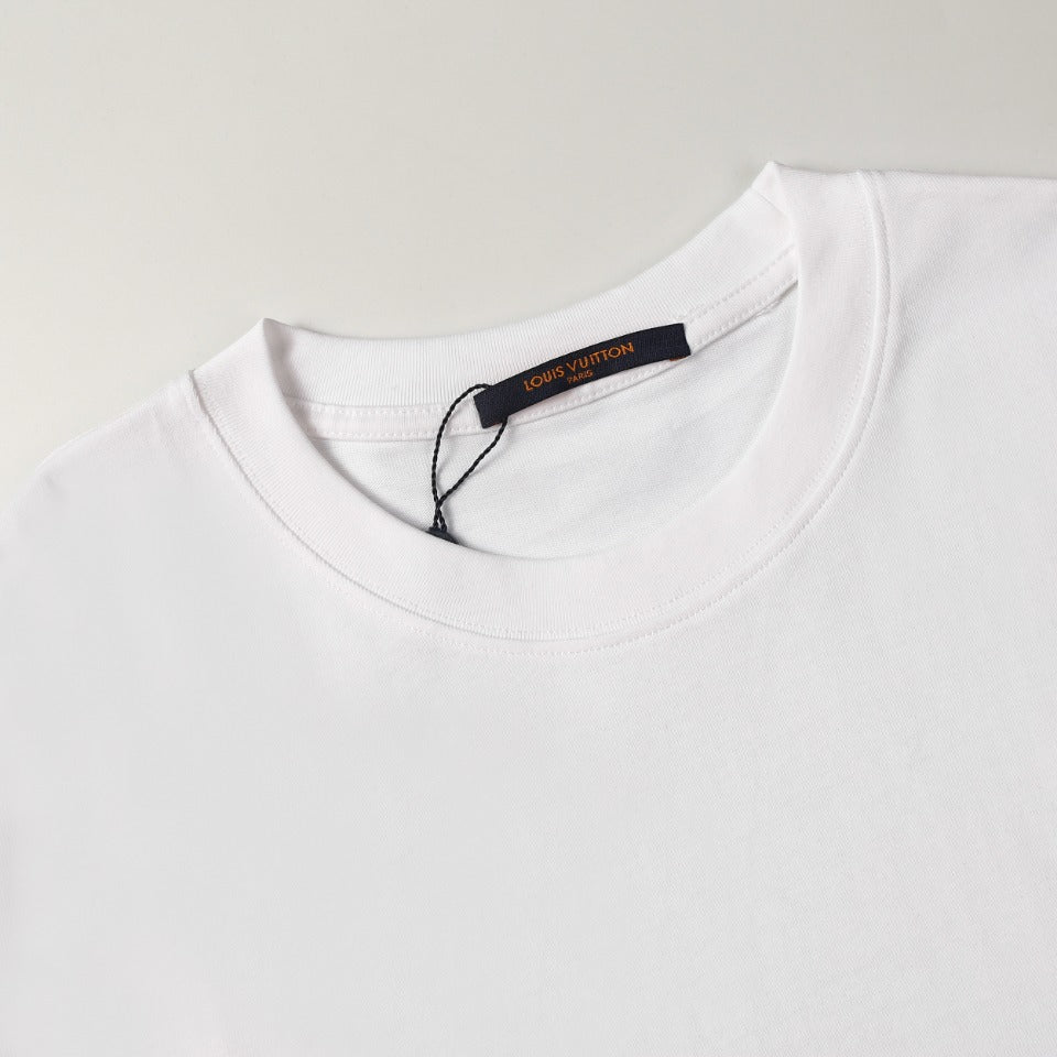 Louis Vuitton 2024FW Embroidered LV Pin Logo Cotton T-Shirt – White / Black, XS-L, Unisex