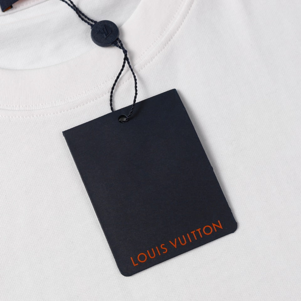 Louis Vuitton 2024FW Embroidered LV Pin Logo Cotton T-Shirt – White / Black, XS-L, Unisex