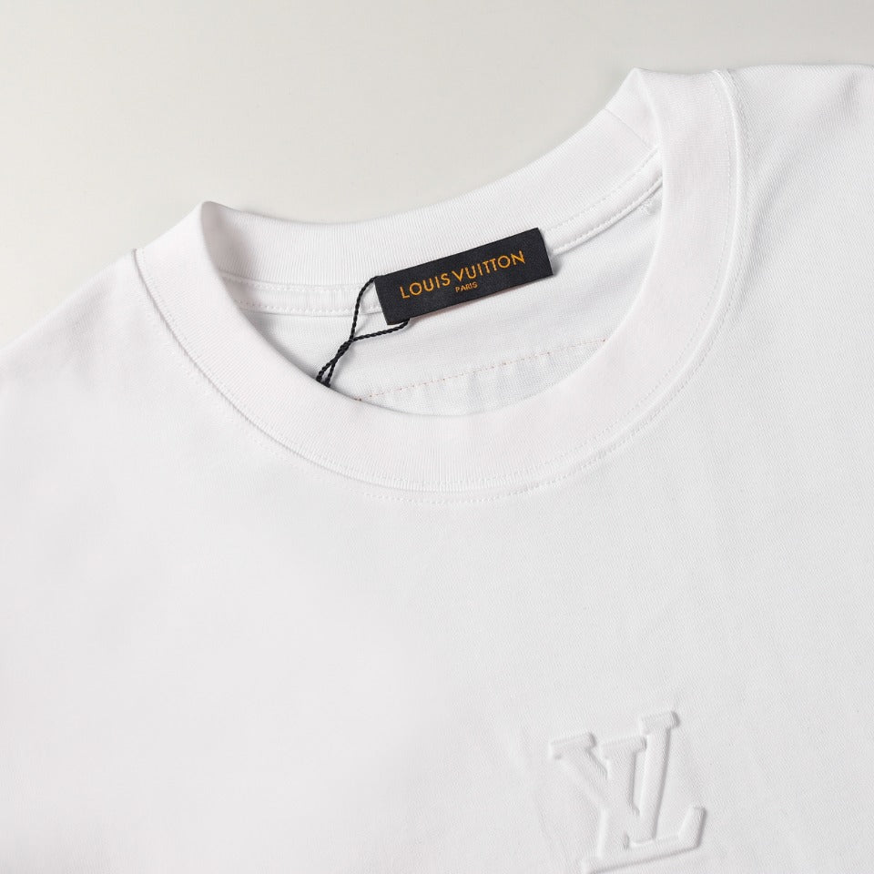 Louis Vuitton LV24 Embossed 3D Logo Cotton T-Shirt P358 – White / Black, XS-L, Unisex