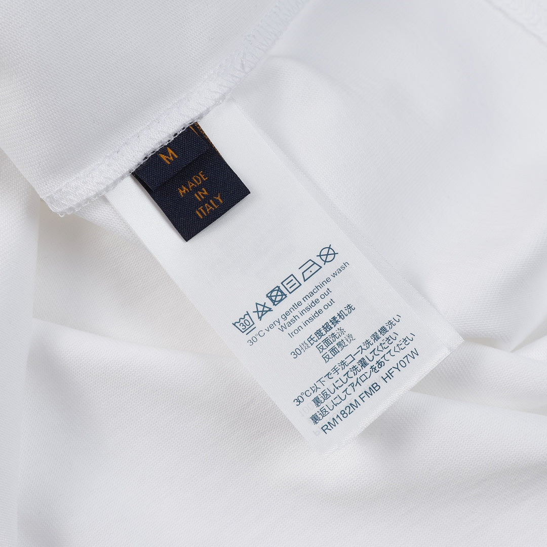 Louis Vuitton 2023 Summer P358 Hammer Ladder Nail Embroidered Cotton T-Shirt – White / Black, XS-L, Unisex
