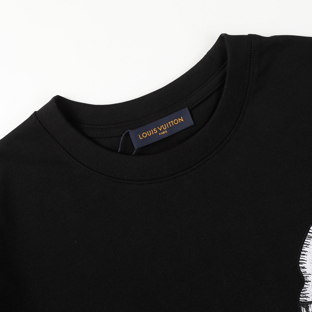 Louis Vuitton 2023 Summer P358 Hammer Ladder Nail Embroidered Cotton T-Shirt – White / Black, XS-L, Unisex