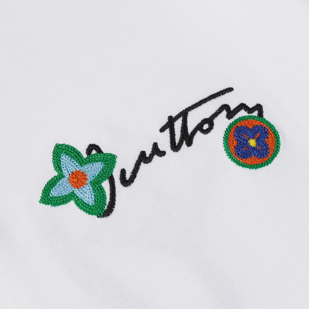 Louis Vuitton 2023SS P358 Embroidered Cotton Terry Crewneck Sweatshirt – Black / White, Unisex