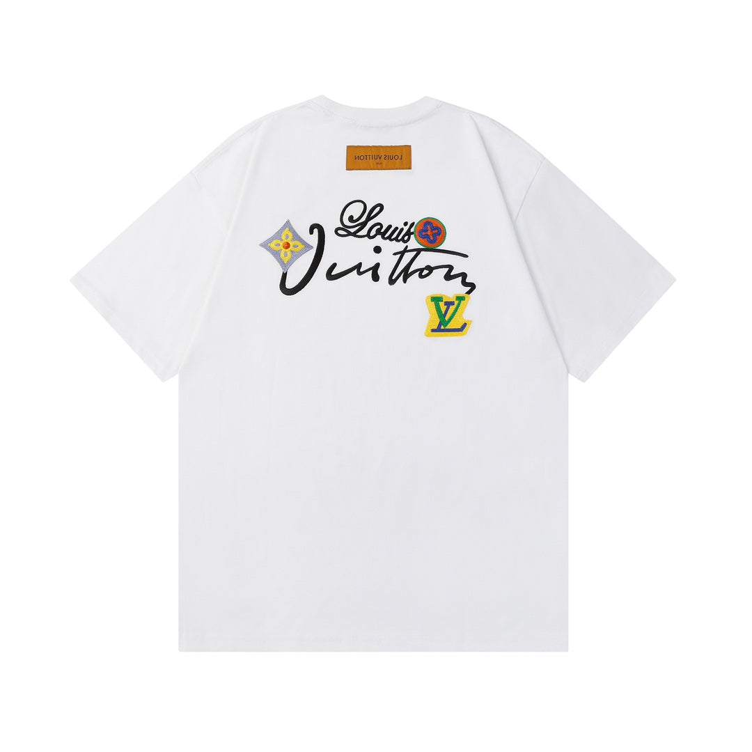 Louis Vuitton 2023SS P358 Embroidered Cotton Terry Crewneck Sweatshirt – Black / White, Unisex