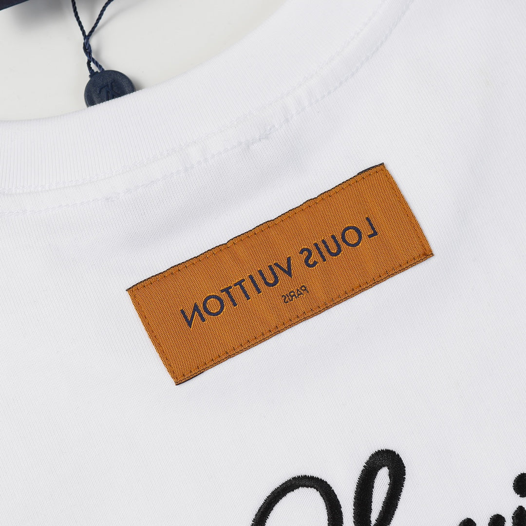 Louis Vuitton 2023SS P358 Embroidered Cotton Terry Crewneck Sweatshirt – Black / White, Unisex