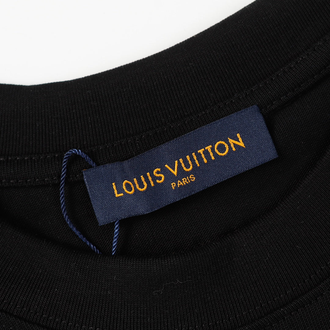 Louis Vuitton 2023SS P358 Embroidered Cotton Terry Crewneck Sweatshirt – Black / White, XS-L, Unisex
