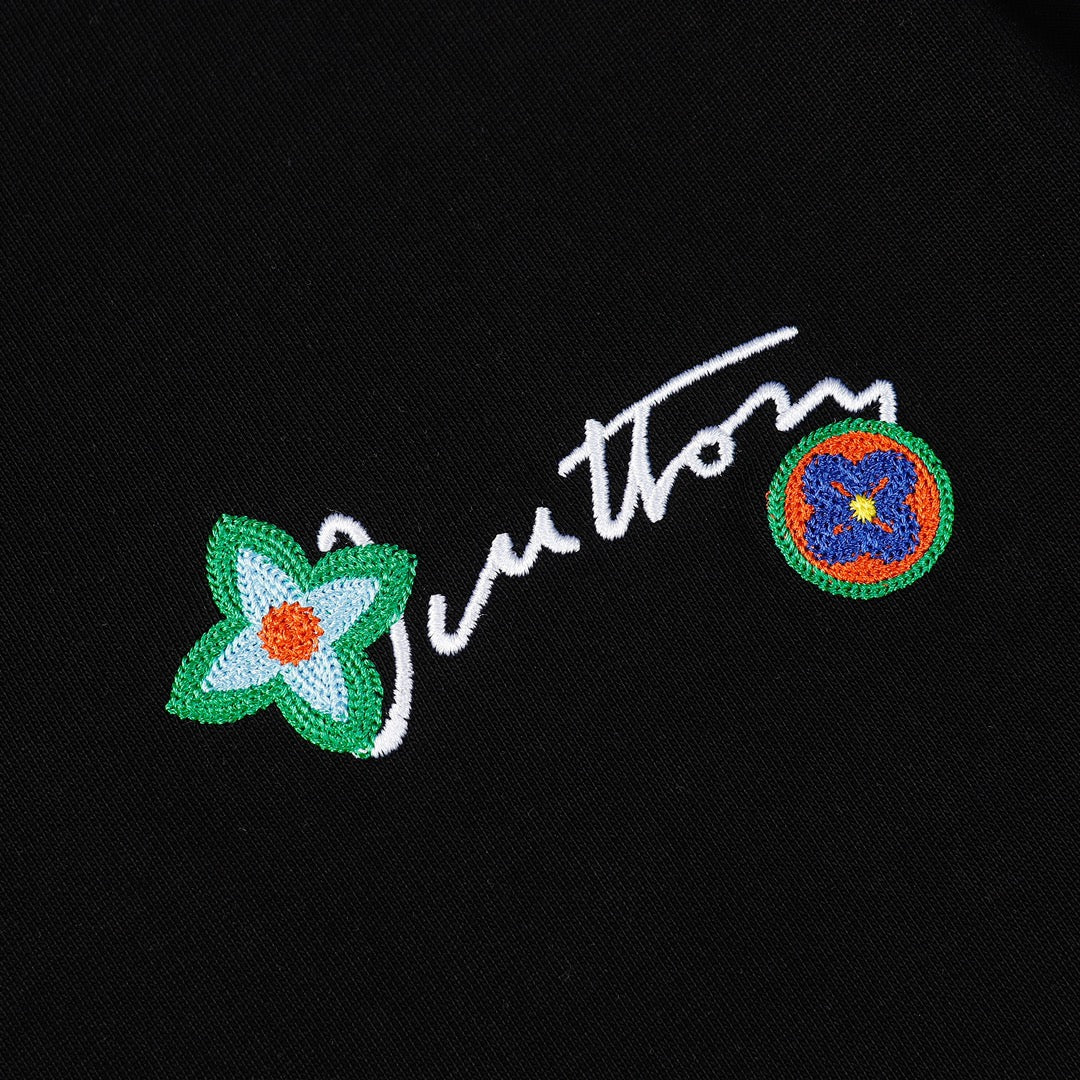Louis Vuitton 2023SS P358 Embroidered Cotton Terry Crewneck Sweatshirt – Black / White, XS-L, Unisex