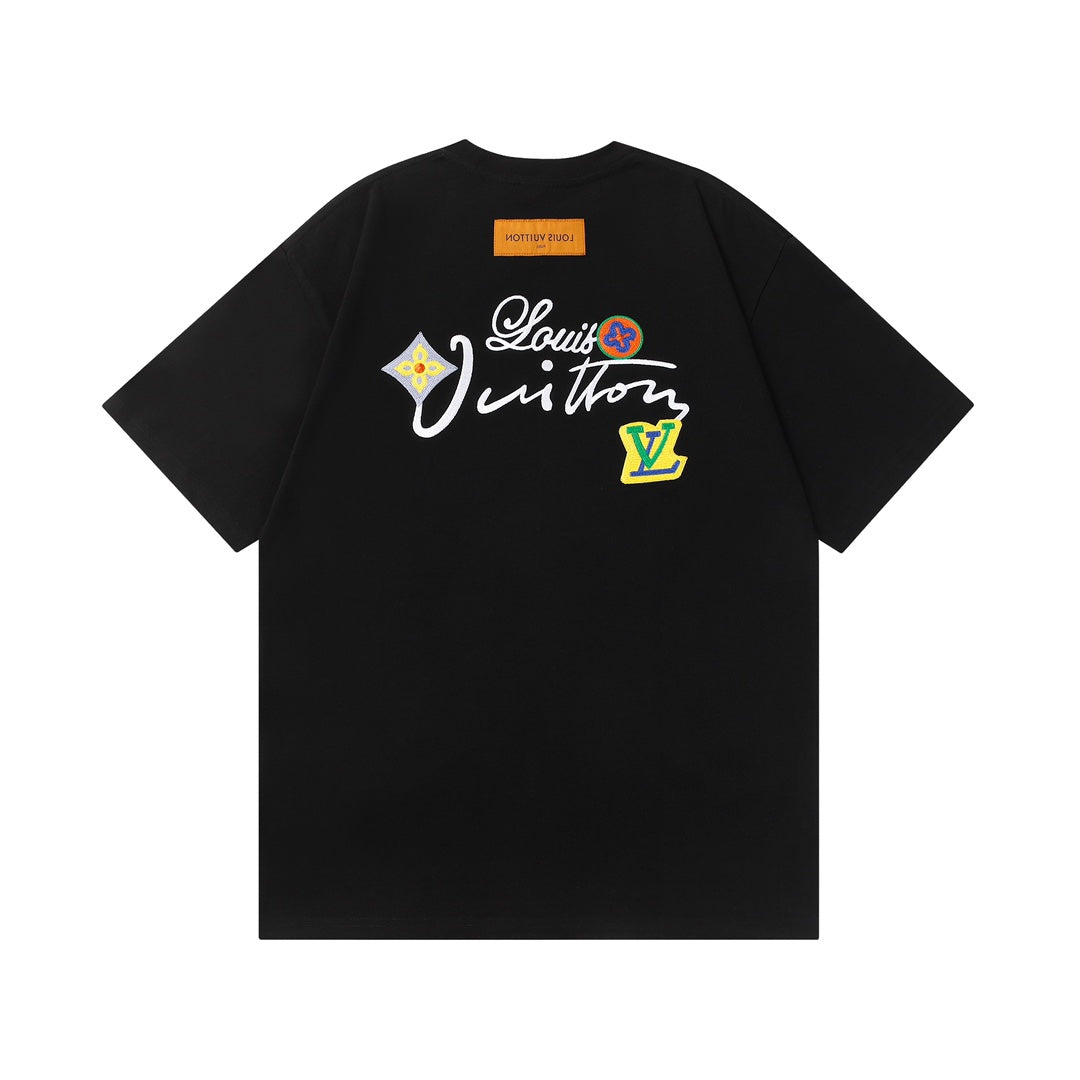Louis Vuitton 2023SS P358 Embroidered Cotton Terry Crewneck Sweatshirt – Black / White, XS-L, Unisex