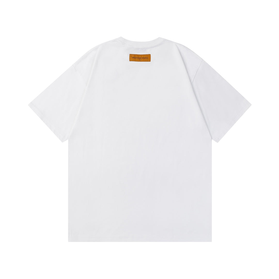 Louis Vuitton P358 Triple Letter LV Logo Printed Cotton T-Shirt – Black / White, S-XL, Unisex