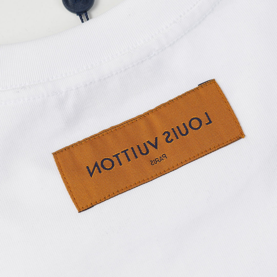 Louis Vuitton P358 Triple Letter LV Logo Printed Cotton T-Shirt – Black / White, S-XL, Unisex