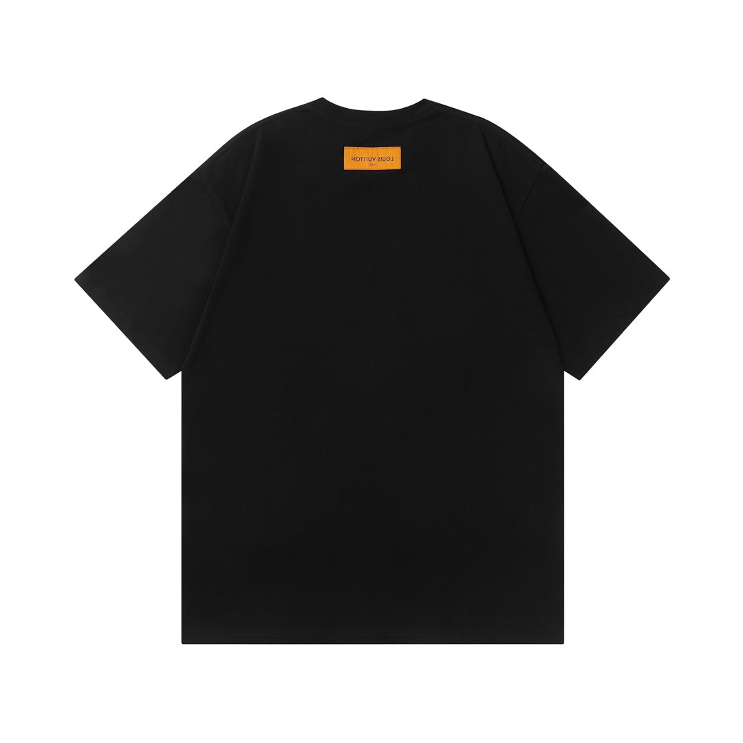 Louis Vuitton P358 Triple Letter LV Logo Printed Cotton T-Shirt – Black / White, S-XL, Unisex