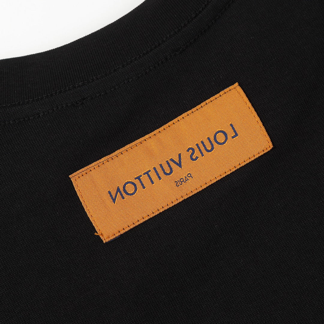 Louis Vuitton P358 Triple Letter LV Logo Printed Cotton T-Shirt – Black / White, S-XL, Unisex
