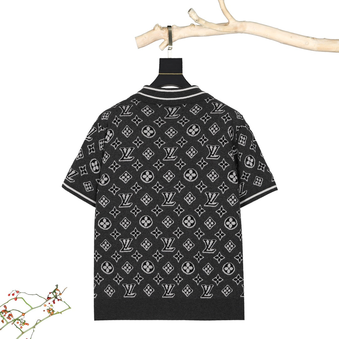 Louis Vuitton P388 Classic Jacquard Knit Polo T-Shirt – Gray, XS-L, Unisex