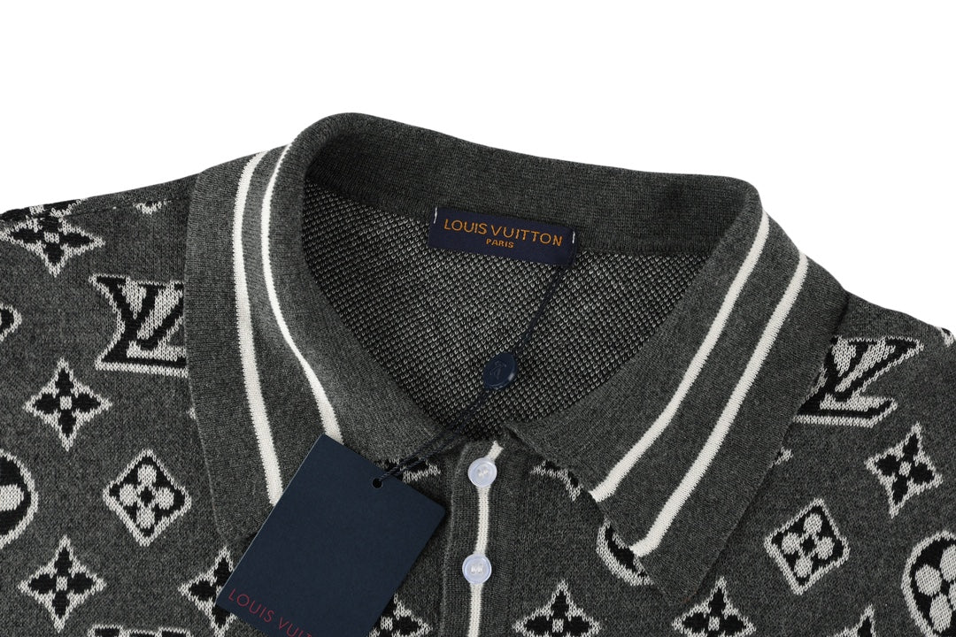 Louis Vuitton P388 Classic Jacquard Knit Polo T-Shirt – Gray, XS-L, Unisex