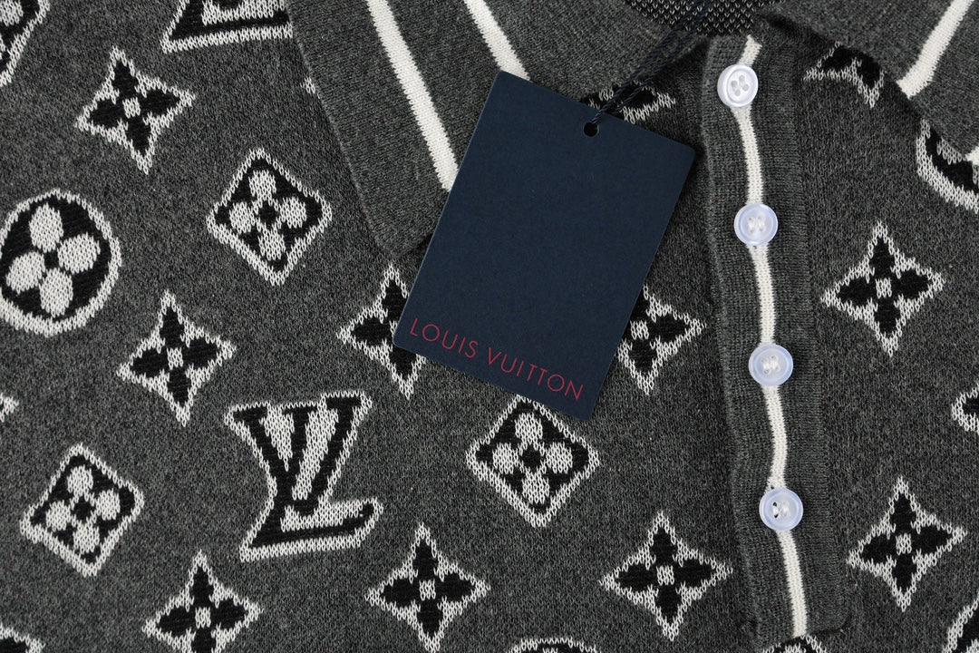 Louis Vuitton P388 Classic Jacquard Knit Polo T-Shirt – Gray, XS-L, Unisex
