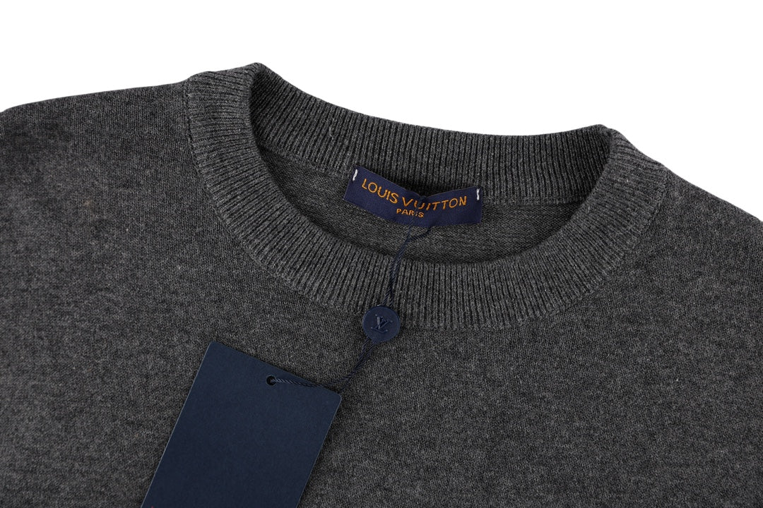 Louis Vuitton P388 Front & Back Jacquard Knit T-Shirt with Rhinestone Detail – Gray, XS-L, Unisex