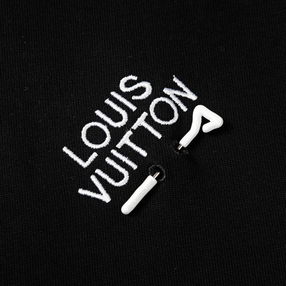 Louis Vuitton P358 2024FW Embroidered LV Pin Detail Cotton T-Shirt – White / Black, XS-L, Unisex