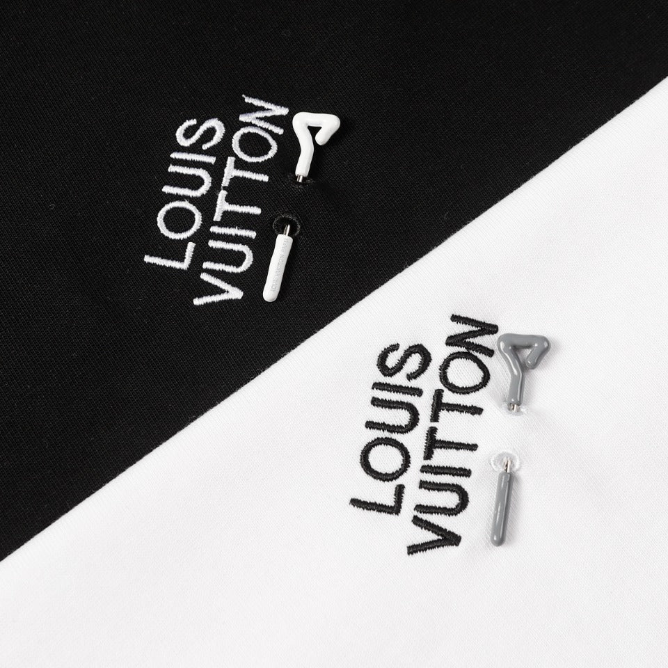 Louis Vuitton P358 2024FW Embroidered LV Pin Detail Cotton T-Shirt – White / Black, XS-L, Unisex