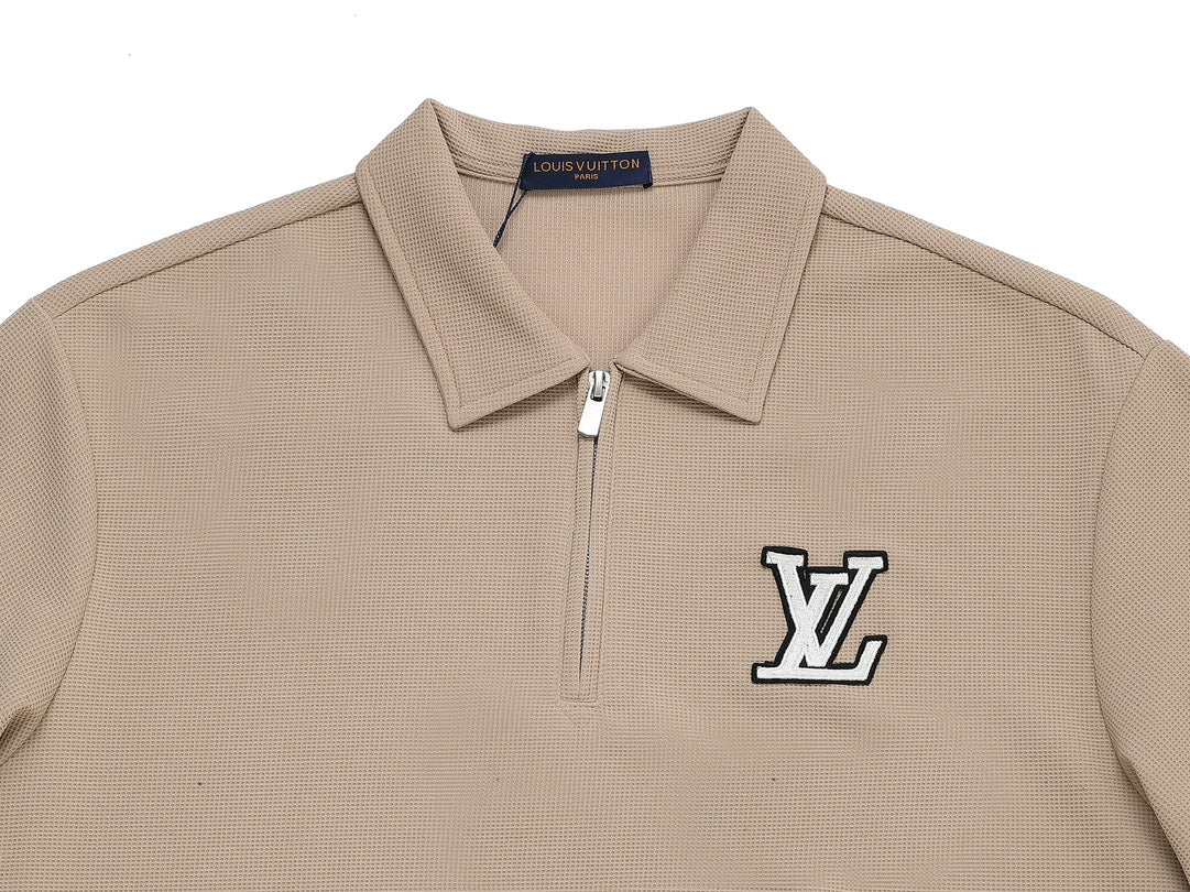 Louis Vuitton P368 Waffle-Knit Polo Short Sleeve – M-3XL, Unisex, Two-Tone Sleeve Detail