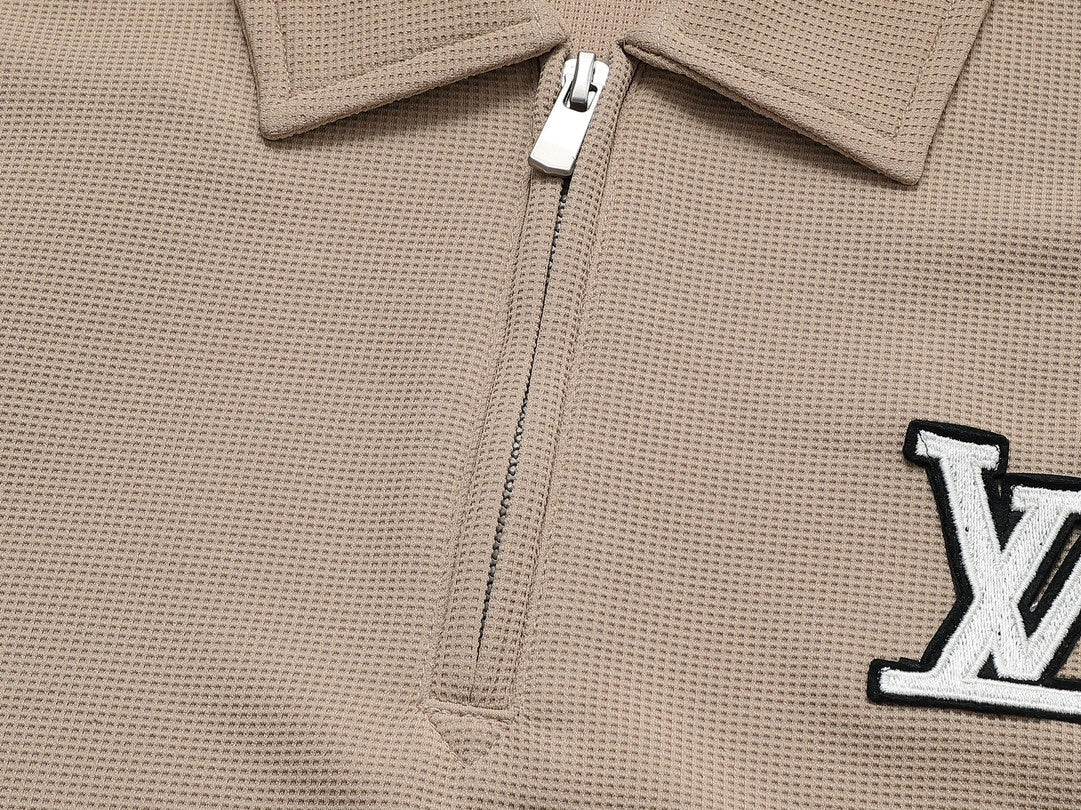 Louis Vuitton P368 Waffle-Knit Polo Short Sleeve – M-3XL, Unisex, Two-Tone Sleeve Detail