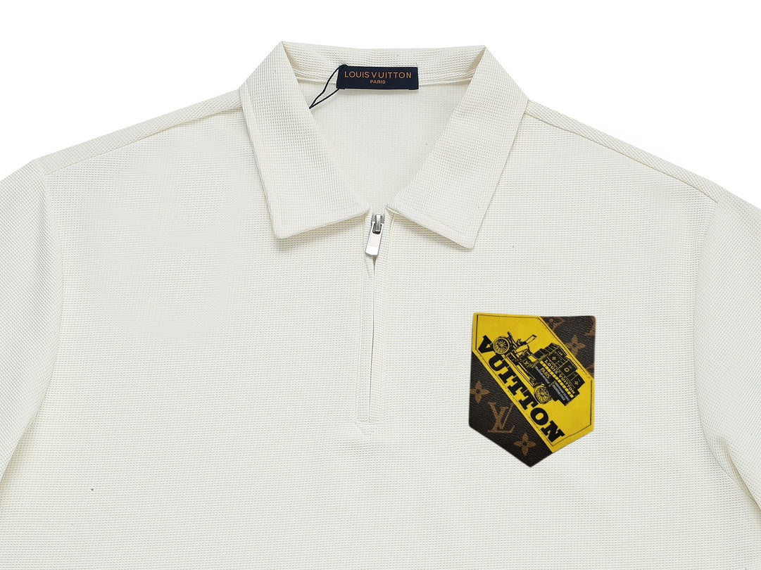 Louis Vuitton P368 Relaxed Fit Waffle-Knit Polo with Two-Tone Sleeve Detail – M-3XL, Unisex